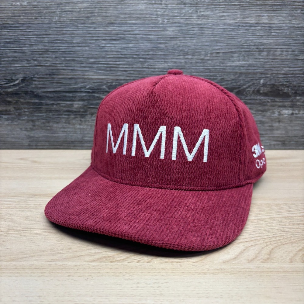 3M Open 2025 Golf Hat Cap Snap Back Red Corduroy MMM Embroidered Mens
